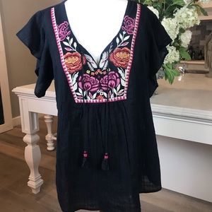 NWT Style&co black tunic blouse (L)